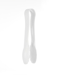 White Plastic Salad Tongs isolated on white