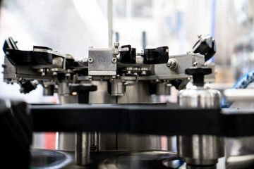 Juice making, factory line drink production, industry juice cans packaging lab manufacture