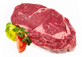 Pirime Aged Ribeye Beef Steak Isolated on white Background