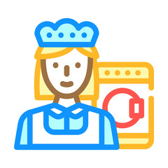housekeeper woman job color icon vector illustration