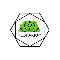 Succulent plant growing in the florarium. Logo for gift studio, environmental protection company, flower studio and plant sales. Emblem for spa treatments.