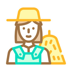 farmer woman job color icon vector illustration