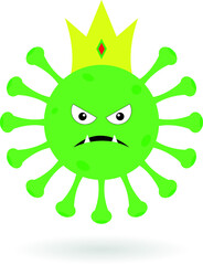 Green covid monster. Cartoon corona virus isolated on the white background.