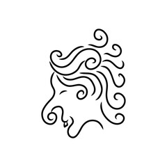 Abstract line drawing of human face.