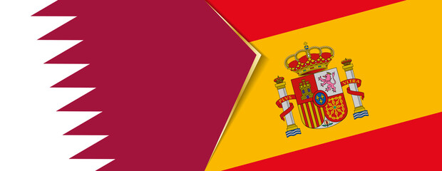 Qatar and Spain flags, two vector flags.