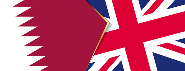 Qatar and United Kingdom flags, two vector flags.
