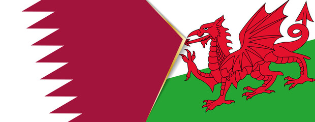 Qatar and Wales flags, two vector flags.