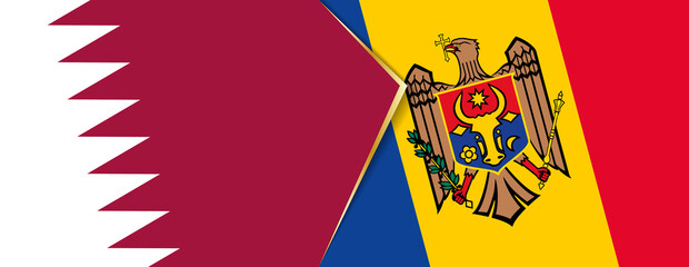 Qatar and Moldova flags, two vector flags.