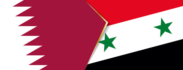 Qatar and Syria flags, two vector flags.