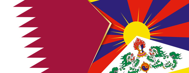 Qatar and Tibet flags, two vector flags.
