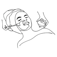 Vector illustration of Beautiful woman spa treatment. Beauty procedures