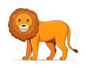 Lion animal standing on a white background