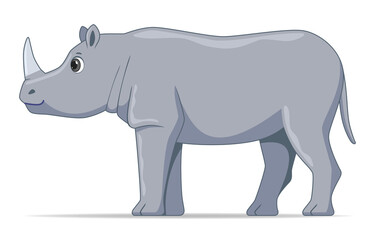 Rhinoceros animal standing on a white background