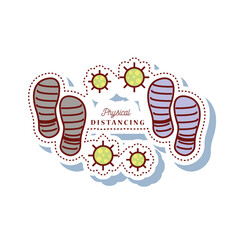 coronavirus covid 19, physical distancing footprint sticker icon