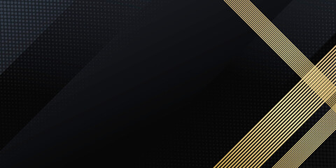 Gold black abstract background with golden lines