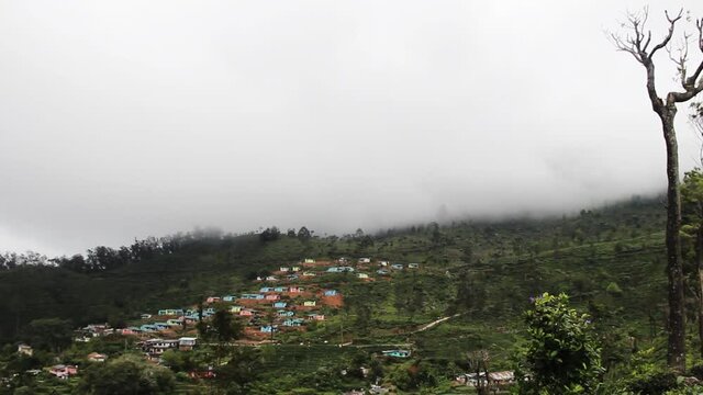 Village on the slope of a forest mountain in the Central plateau, Sri Lanka
