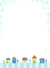 街並み　住居　冬　縦　背景素材