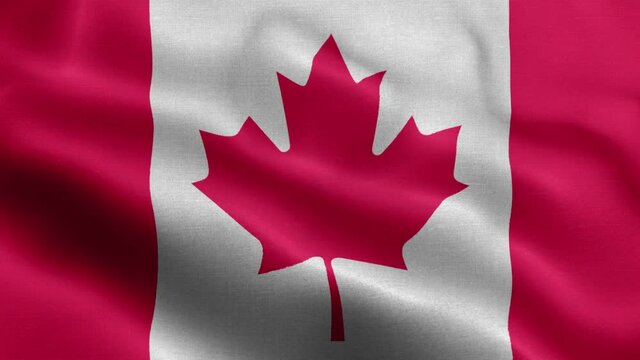 Realistic waving Canada flag close up