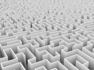 3d Rendering Endless Maze on white background