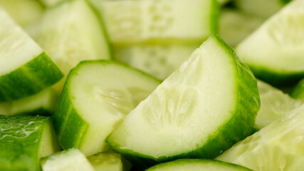 cucumber. chopped cucumber top view