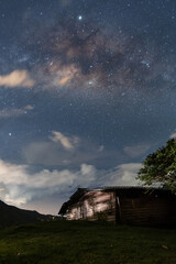 
milky way over mountain house