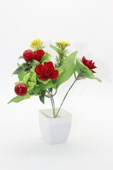 Artificial flowers isolated on white background with selective focus