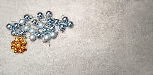 cloud with Christmas decorations with falling snow on a winter background