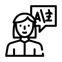 interpreter woman job line icon vector illustration