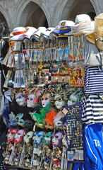 An array of venetian masks and gifts for the tourists