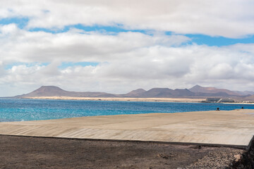 Pier on Isla Lobos in Fuerteventura in the summer 2020