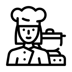 cook woman job line icon vector illustration