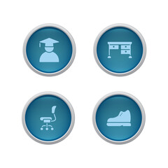 Button graduate, table, chair, shoe icon. Vector color