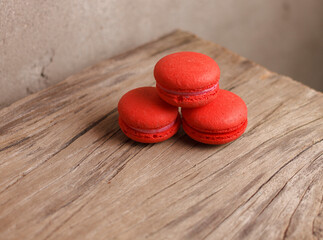 macaroons on wooden background   