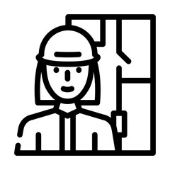 architect woman job line icon vector illustration