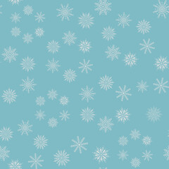 Winter Christmas vector repeat pattern with hand drawn snowflakes