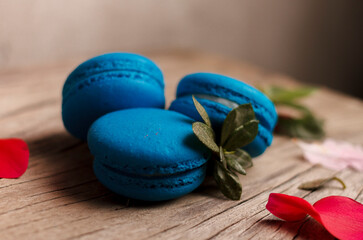 macaroons on wooden background   