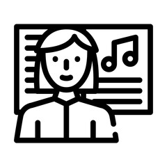 musician woman job line icon vector illustration