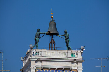 Venice, Italy. Clock Tower in the centre of Venice. Tower with bell on the top