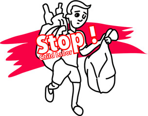 Hand drawn child poverty vector illustration.child beggar vector,sad child beggar,stop child labour