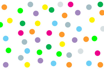 Illustration colorful polka dots circle on white isolated abstract background.