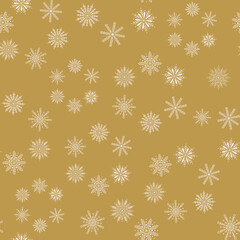 Winter Christmas vector repeat pattern with hand drawn snowflakes