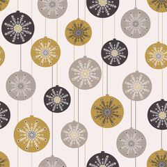 Vector repeat pattern with hand drawn Christmas ornaments