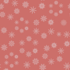 Winter and Christmas vector repeat pattern with hand drawn snowflakes
