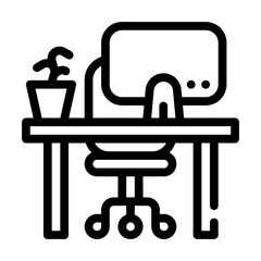 empty workplace line icon vector illustration sign