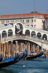Fototapeta na wymiar Venice, Italy. Grand Canal and Rialto Bridge one of the most iconic in Venice
