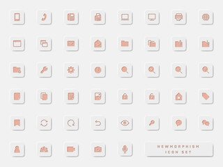 ブルーのニューモーフィズムアイコンセット_01