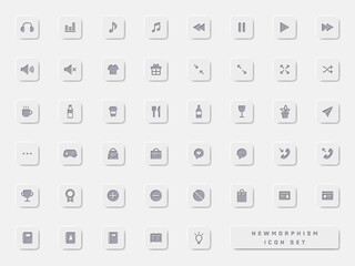 グレーのニューモーフィズムアイコンセット_03
