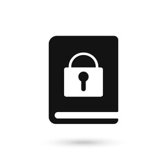 Black book with padlock, concept. Vector graphics.