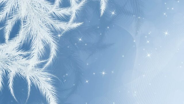 Christmas Background. Winter animation 4K with frost patterns and snow, motion graphics