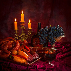 
Still life with sausages